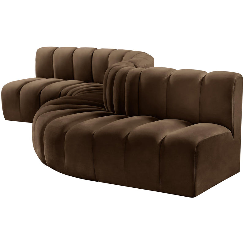 Meridian Arc Brown Velvet 6 pc Modular Sectional IMAGE 7