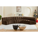 Meridian Arc Brown Velvet 6 pc Modular Sectional IMAGE 2