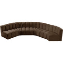 Meridian Arc Brown Velvet 6 pc Modular Sectional IMAGE 4