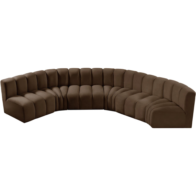 Meridian Arc Brown Velvet 6 pc Modular Sectional IMAGE 4