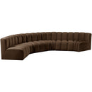Meridian Arc Brown Velvet 6 pc Modular Sectional IMAGE 5