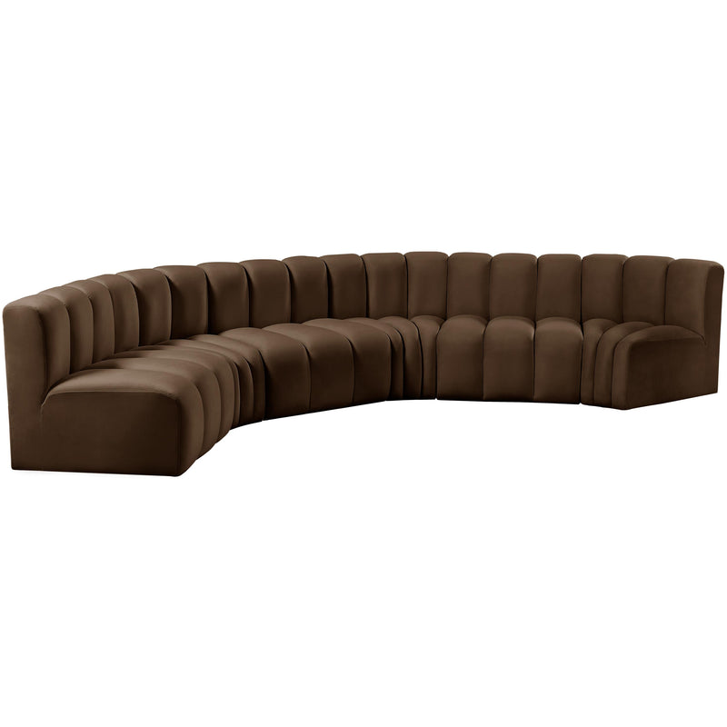 Meridian Arc Brown Velvet 6 pc Modular Sectional IMAGE 5