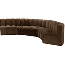 Meridian Arc Brown Velvet 6 pc Modular Sectional IMAGE 6