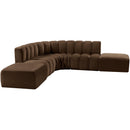 Meridian Arc Brown Velvet 6 pc Modular Sectional IMAGE 5