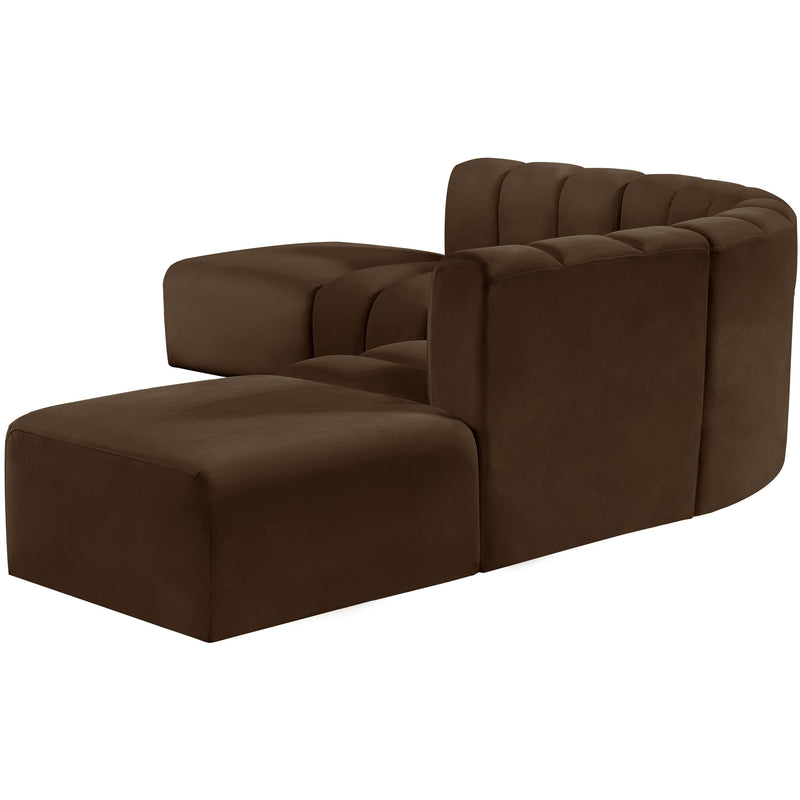 Meridian Arc Brown Velvet 6 pc Modular Sectional IMAGE 6