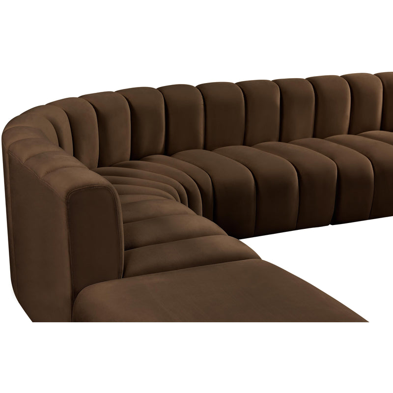 Meridian Arc Brown Velvet 6 pc Modular Sectional IMAGE 8