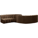 Meridian Arc Brown Velvet 6 pc Modular Sectional IMAGE 3