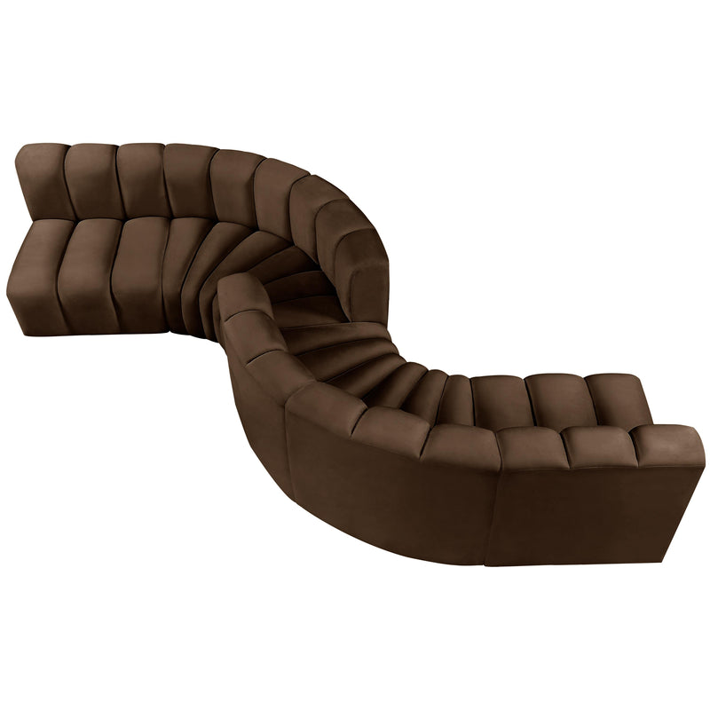 Meridian Arc Brown Velvet 6 pc Modular Sectional IMAGE 4