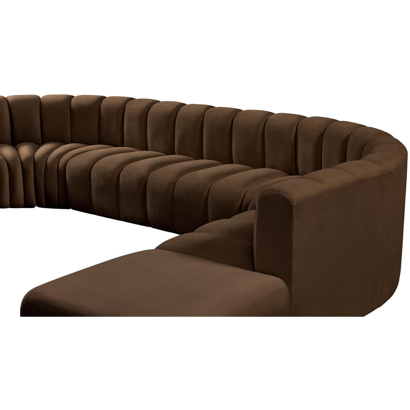 Meridian Arc Brown Velvet 7 pc Modular Sectional IMAGE 10