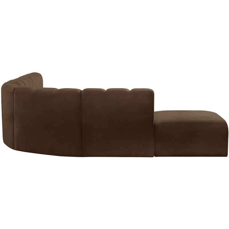 Meridian Arc Brown Velvet 7 pc Modular Sectional IMAGE 5