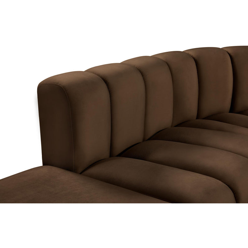 Meridian Arc Brown Velvet 7 pc Modular Sectional IMAGE 9