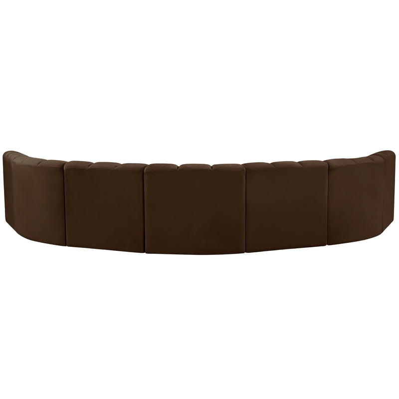 Meridian Arc Brown Velvet 7 pc Modular Sectional IMAGE 3
