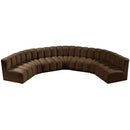 Meridian Arc Brown Velvet 7 pc Modular Sectional IMAGE 4