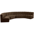 Meridian Arc Brown Velvet 7 pc Modular Sectional IMAGE 5