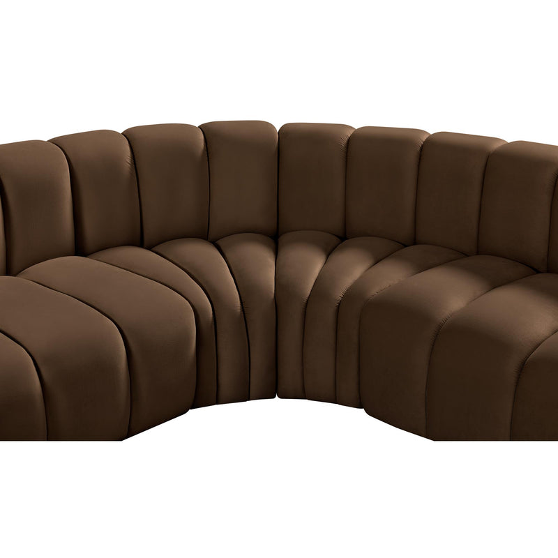 Meridian Arc Brown Velvet 7 pc Modular Sectional IMAGE 10