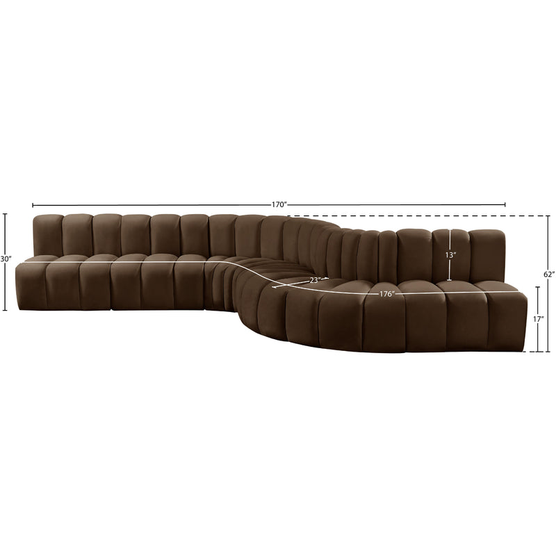 Meridian Arc Brown Velvet 7 pc Modular Sectional IMAGE 16