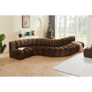Meridian Arc Brown Velvet 7 pc Modular Sectional IMAGE 2