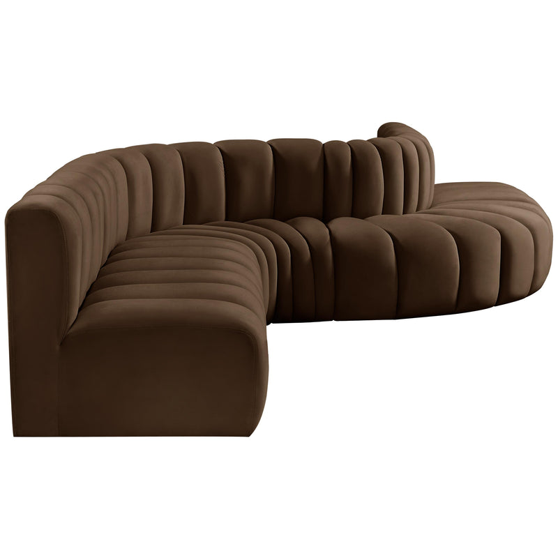 Meridian Arc Brown Velvet 7 pc Modular Sectional IMAGE 5