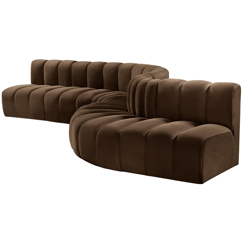 Meridian Arc Brown Velvet 7 pc Modular Sectional IMAGE 6