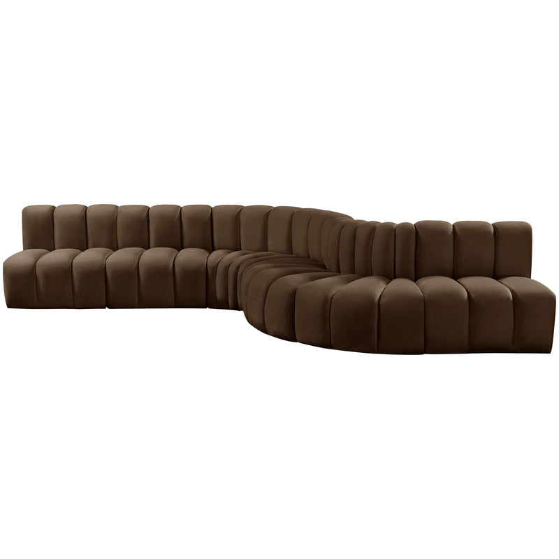 Meridian Arc Brown Velvet 7 pc Modular Sectional IMAGE 7