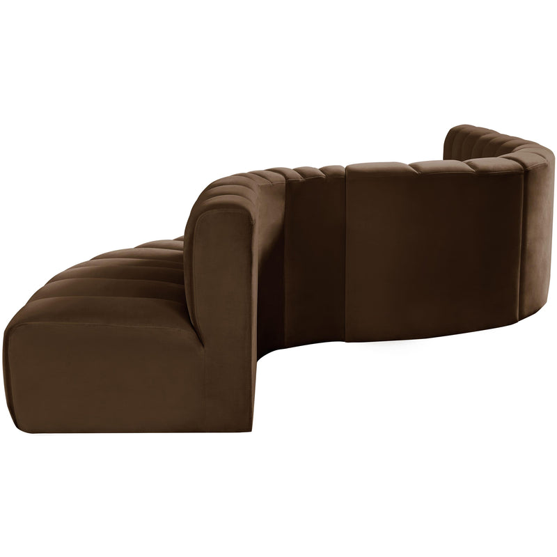 Meridian Arc Brown Velvet 7 pc Modular Sectional IMAGE 8