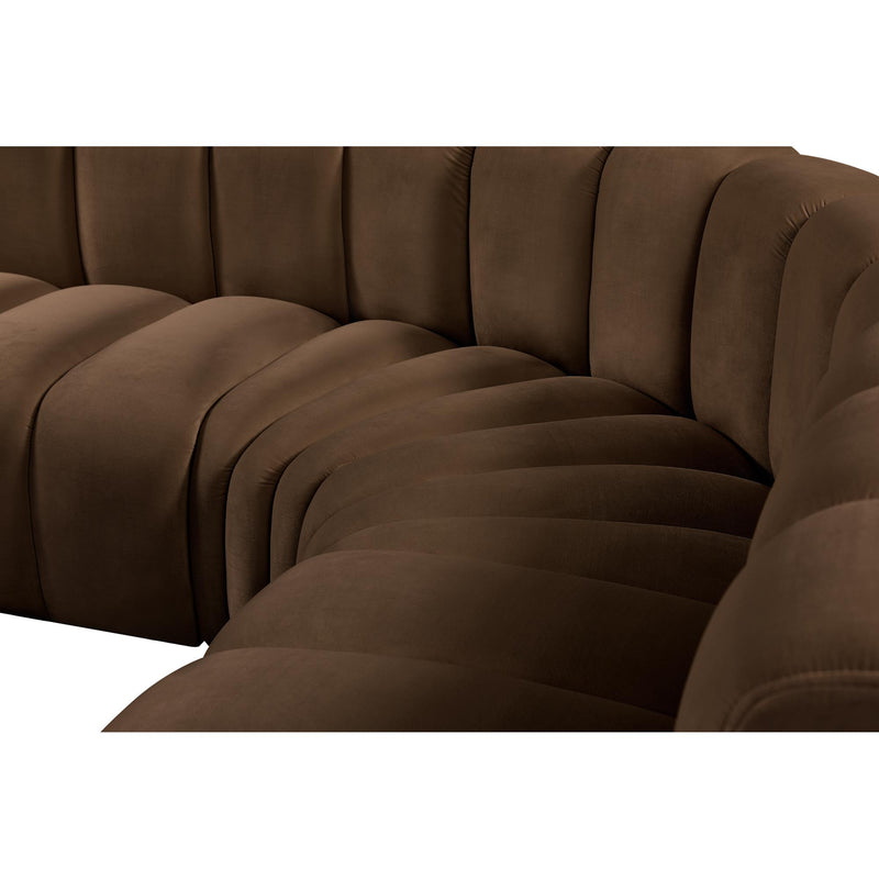 Meridian Arc Brown Velvet 7 pc Modular Sectional IMAGE 9