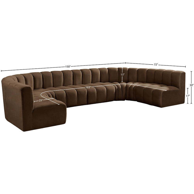 Meridian Arc Brown Velvet 8 pc Modular Sectional IMAGE 15