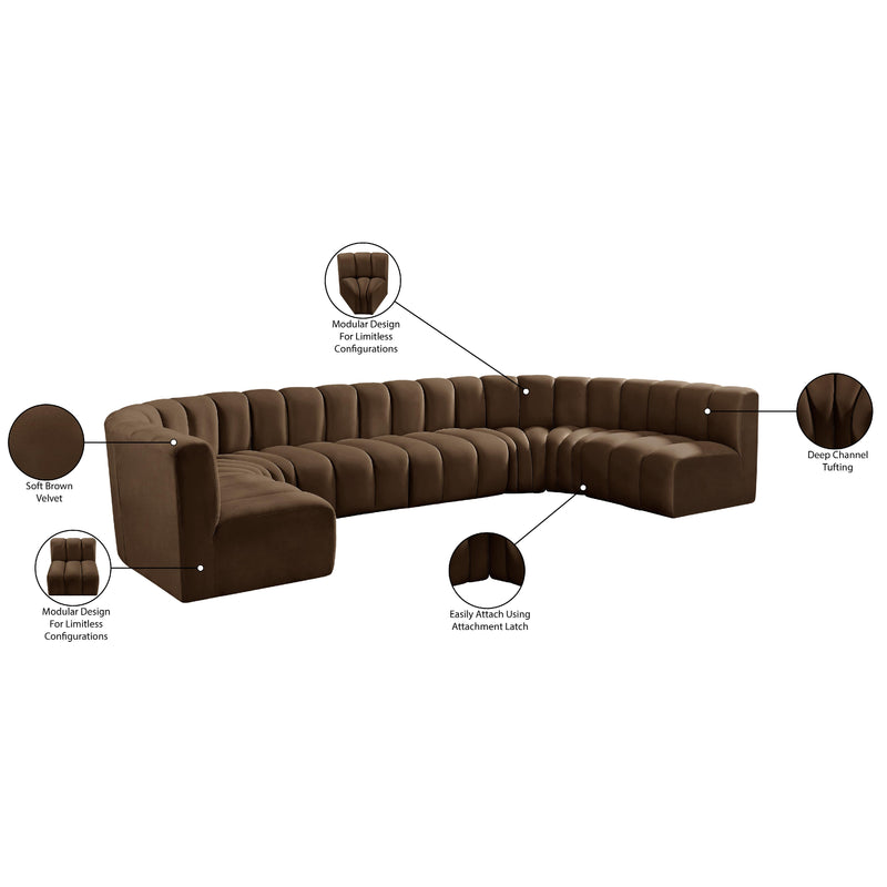Meridian Arc Brown Velvet 8 pc Modular Sectional IMAGE 16