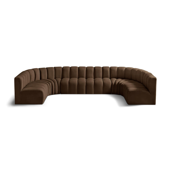 Meridian Arc Brown Velvet 8 pc Modular Sectional IMAGE 1