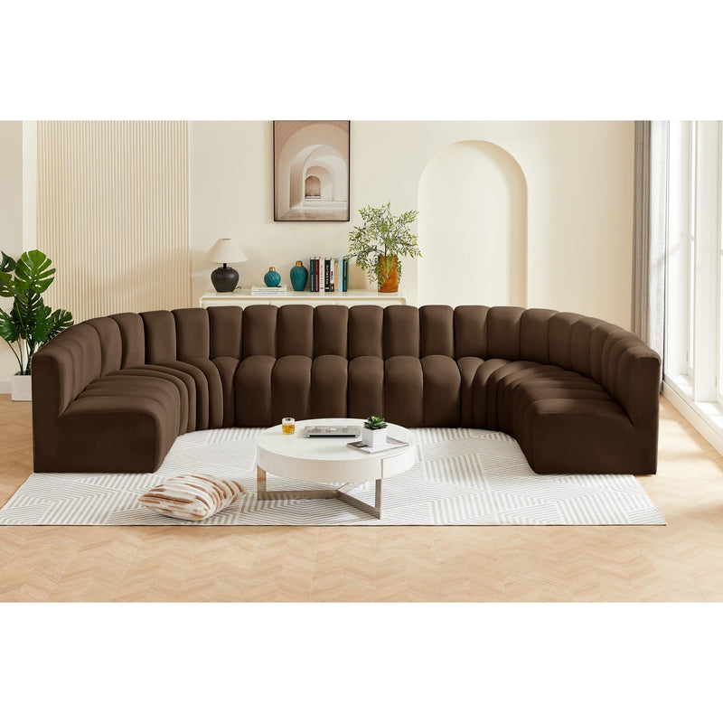 Meridian Arc Brown Velvet 8 pc Modular Sectional IMAGE 2