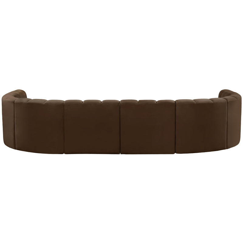 Meridian Arc Brown Velvet 8 pc Modular Sectional IMAGE 3