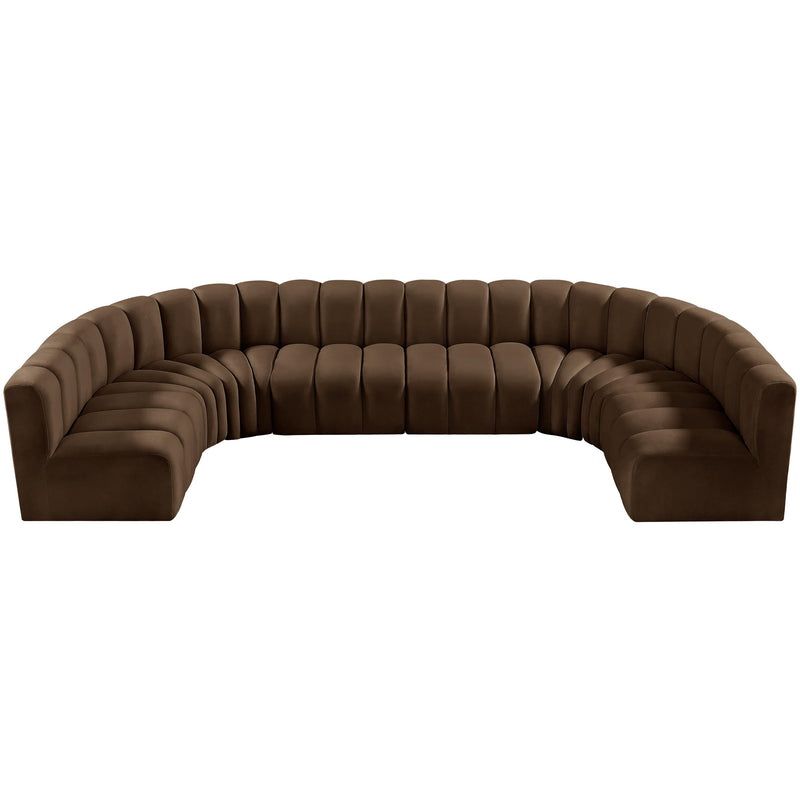 Meridian Arc Brown Velvet 8 pc Modular Sectional IMAGE 4