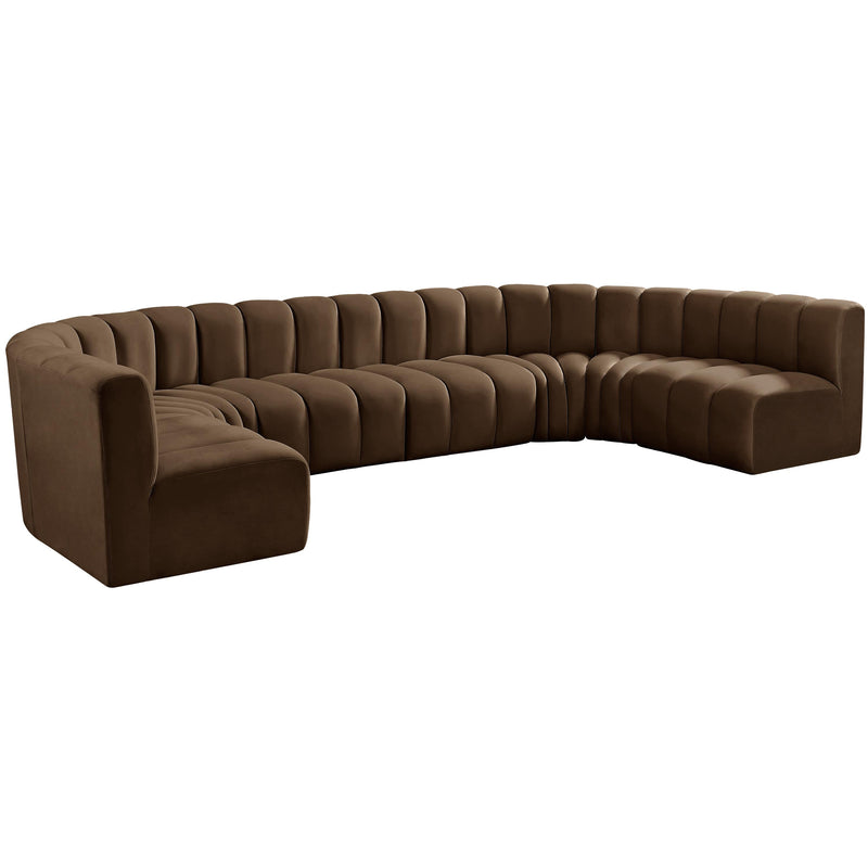 Meridian Arc Brown Velvet 8 pc Modular Sectional IMAGE 5
