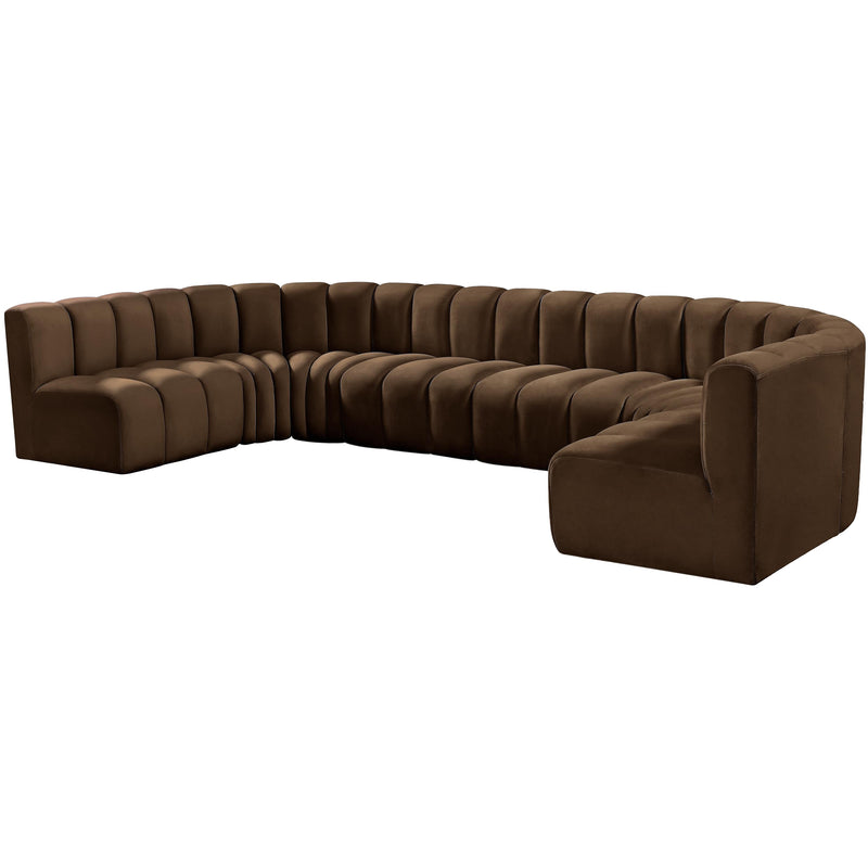Meridian Arc Brown Velvet 8 pc Modular Sectional IMAGE 6