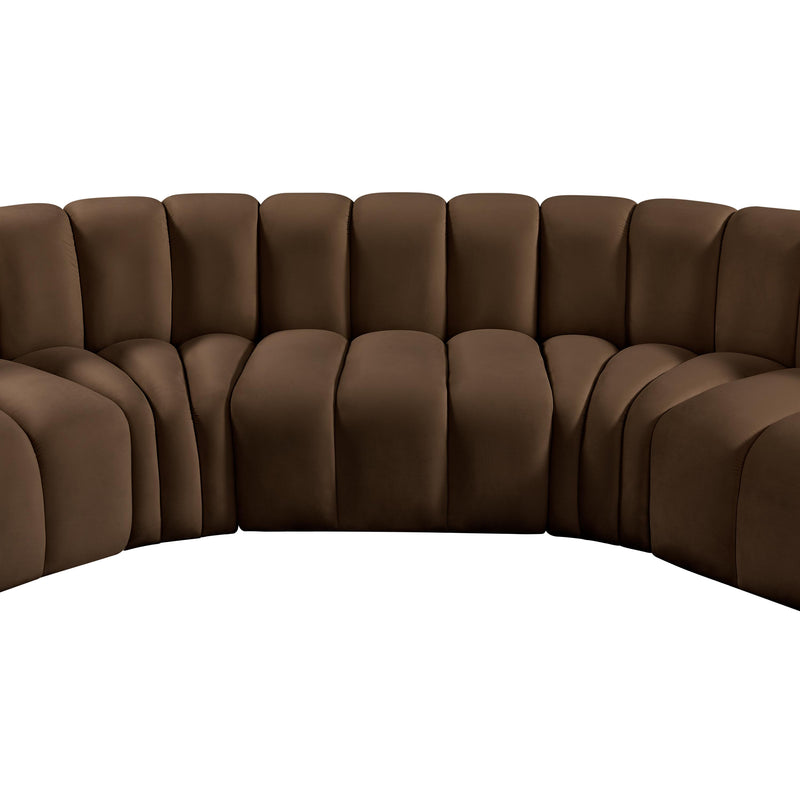 Meridian Arc Brown Velvet 8 pc Modular Sectional IMAGE 12