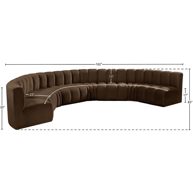 Meridian Arc Brown Velvet 8 pc Modular Sectional IMAGE 14