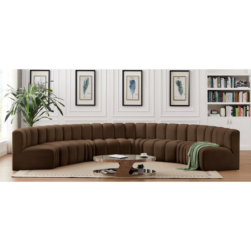 Meridian Arc Brown Velvet 8 pc Modular Sectional IMAGE 2