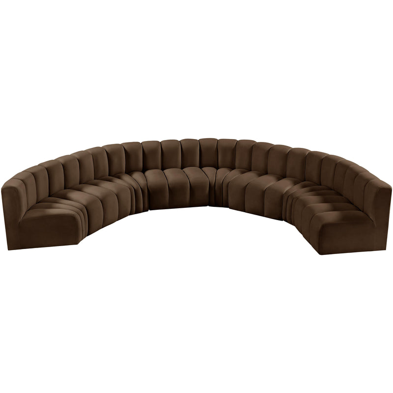 Meridian Arc Brown Velvet 8 pc Modular Sectional IMAGE 4