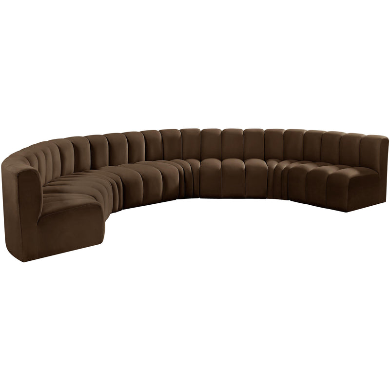Meridian Arc Brown Velvet 8 pc Modular Sectional IMAGE 5