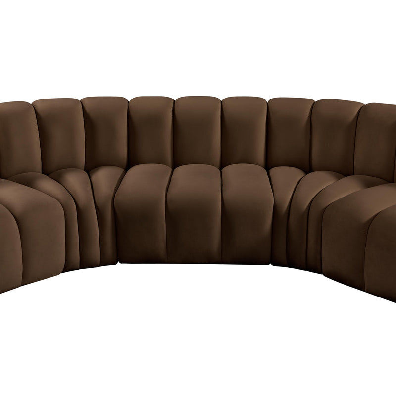 Meridian Arc Brown Velvet 8 pc Modular Sectional IMAGE 13