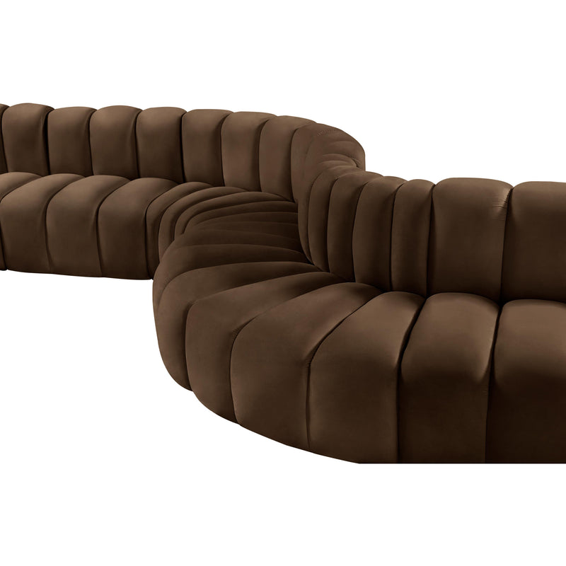Meridian Arc Brown Velvet 8 pc Modular Sectional IMAGE 14