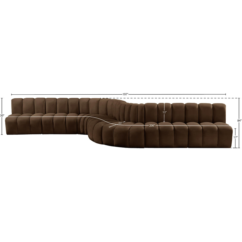 Meridian Arc Brown Velvet 8 pc Modular Sectional IMAGE 16