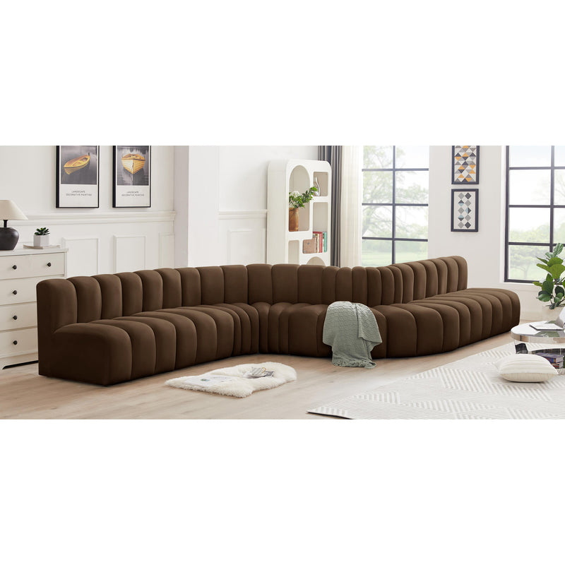 Meridian Arc Brown Velvet 8 pc Modular Sectional IMAGE 2