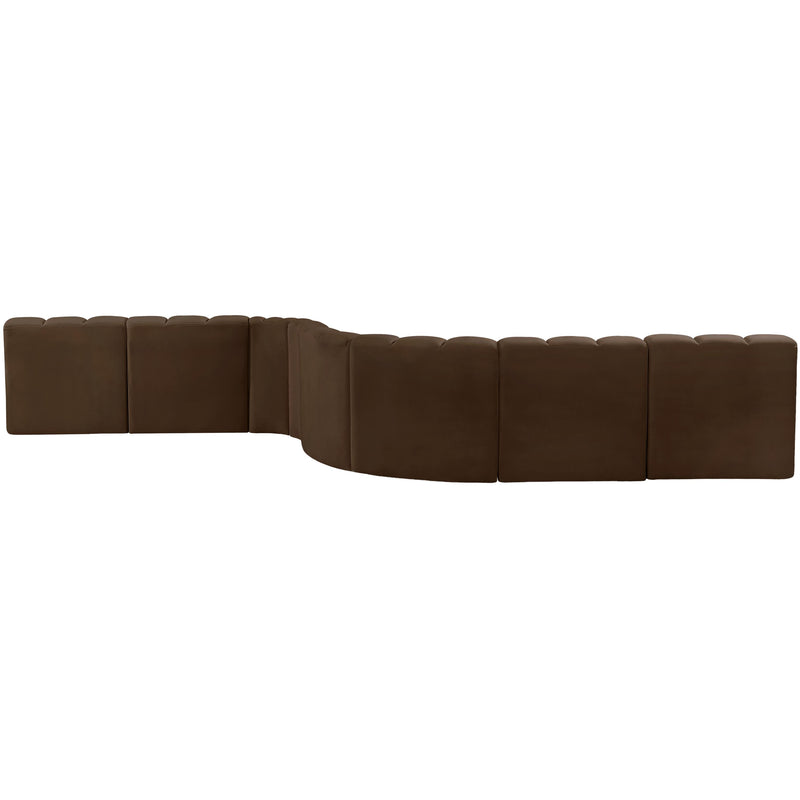 Meridian Arc Brown Velvet 8 pc Modular Sectional IMAGE 3