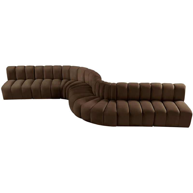 Meridian Arc Brown Velvet 8 pc Modular Sectional IMAGE 4