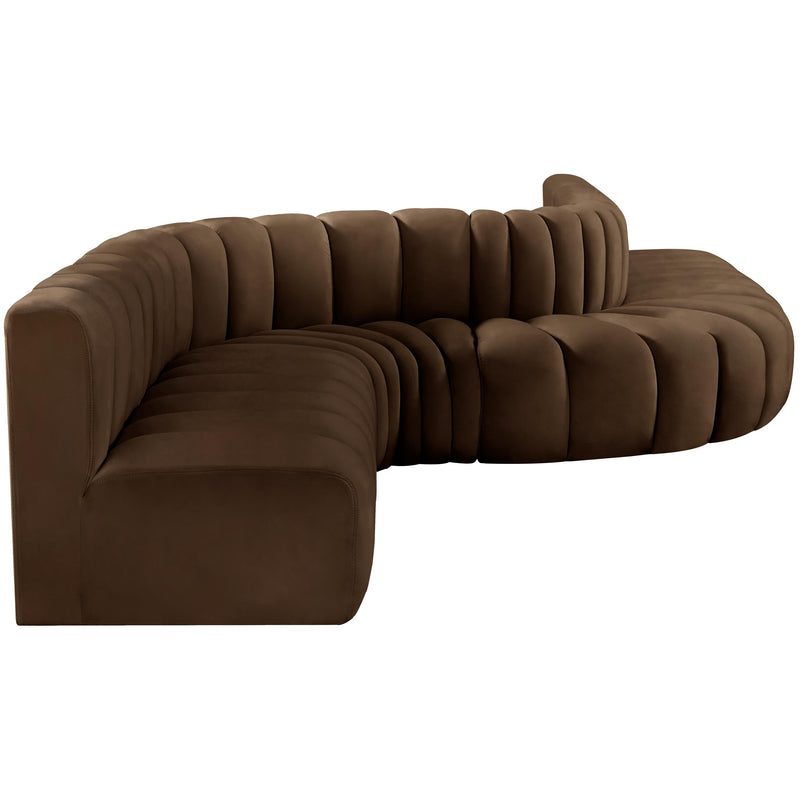 Meridian Arc Brown Velvet 8 pc Modular Sectional IMAGE 5