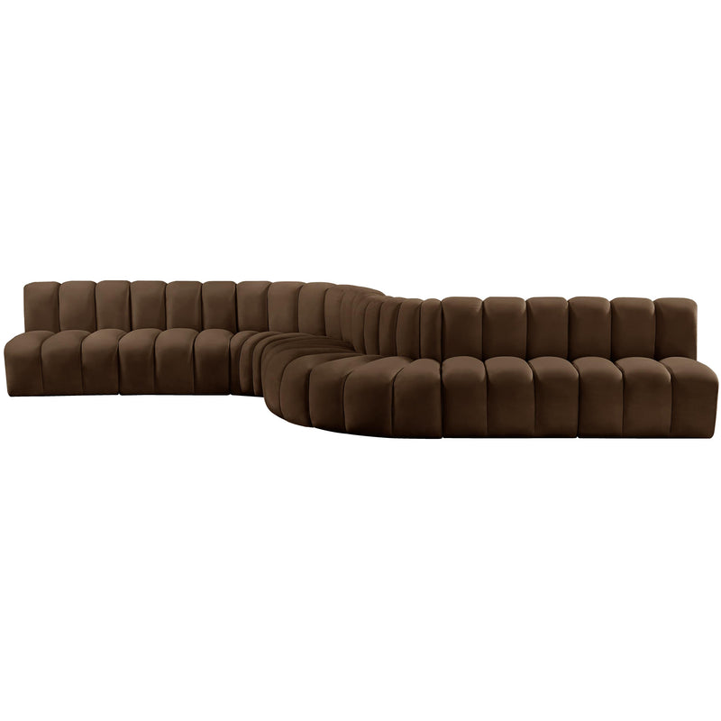 Meridian Arc Brown Velvet 8 pc Modular Sectional IMAGE 7