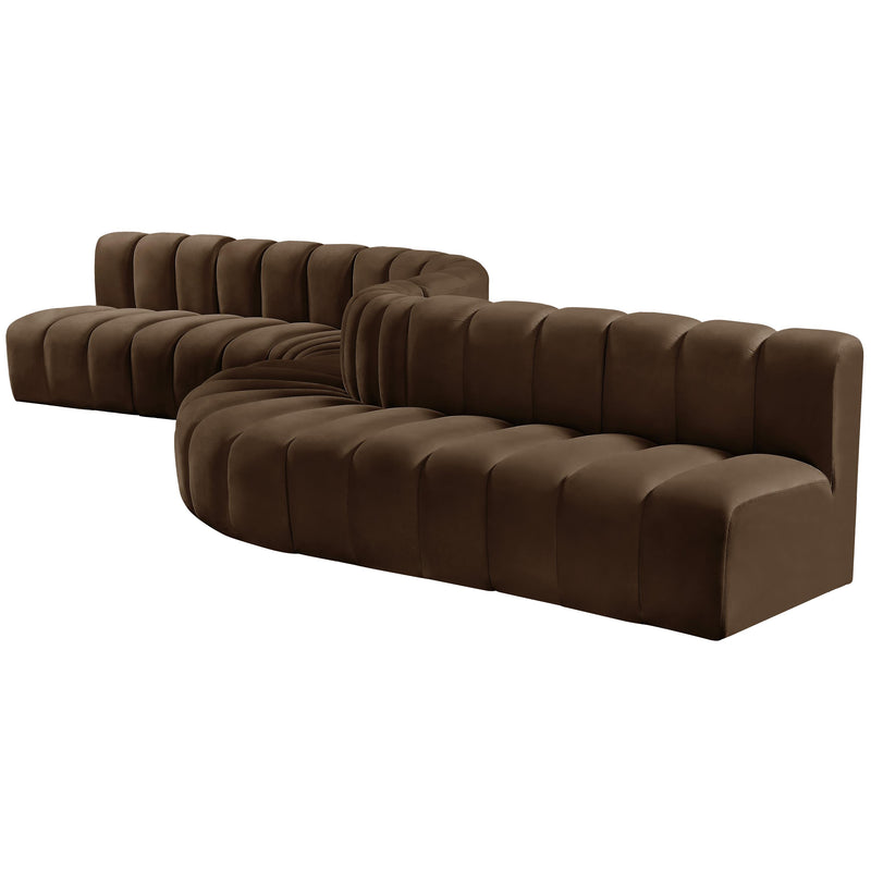 Meridian Arc Brown Velvet 8 pc Modular Sectional IMAGE 8