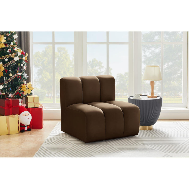 Meridian Arc Brown Velvet Straight Chair IMAGE 2
