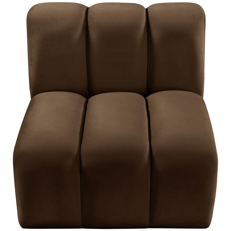 Meridian Arc Brown Velvet Straight Chair IMAGE 4